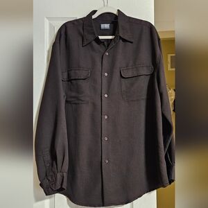 Knightsbridge Dark Brown Button Down Men's Shirt Size Large